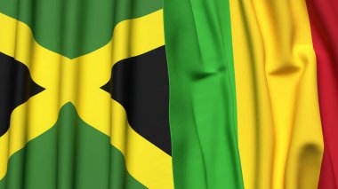 Gerçekçi kumaş desenli JAMAICA ve MALI bayrakları