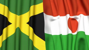 Gerçekçi kumaş desenli JAMAICA ve NIGER bayrakları
