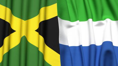 JAMAICA ve SIERRA LEONE bayrakları gerçekçi kumaş dokusuyla