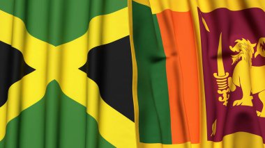 Gerçekçi kumaş dokusuna sahip JAMAICA ve SRI LANKA bayrakları