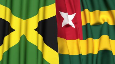 Gerçekçi kumaş desenli JAMAICA ve TOGO bayrakları