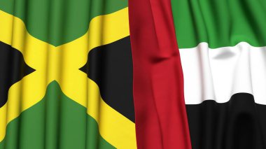 Gerçekçi kumaş desenli JAMAICA ve BAE bayrakları
