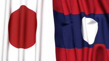 Japon bayrakları ve gerçekçi kumaş desenli LAOS