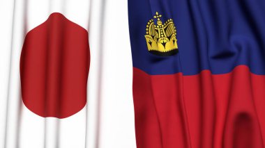 Japon bayrakları ve gerçekçi kumaş dokusuna sahip LIECHTENSTEIN