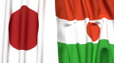 Japon bayrakları ve gerçekçi kumaş desenli NIGER