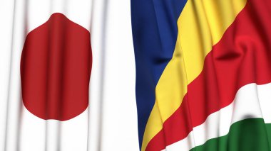 Japon bayrakları ve gerçekçi kumaş desenli SEYCHELLES