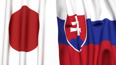 Japon ve SLOVAKIA bayrakları gerçekçi kumaş dokusuyla