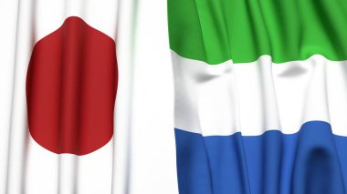 Gerçekçi kumaş desenli Japon ve Sierra Leone bayrakları.