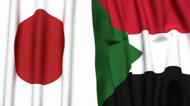Japon bayrakları ve gerçekçi kumaş desenli SUDAN