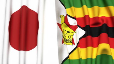 Japon ve ZIMBABWE bayrakları gerçekçi kumaş dokusuyla