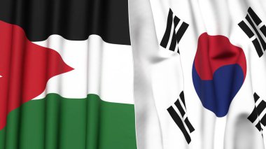 JORDAN Bayrakları ve KORDAN GÜNEY Gerçekçi kumaş dokusuyla