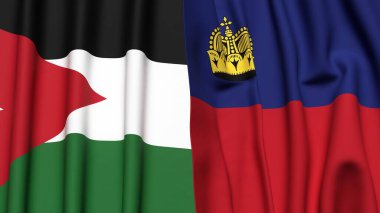 JORDAN ve LIECHTENSTEIN bayrakları gerçekçi kumaş dokusuyla