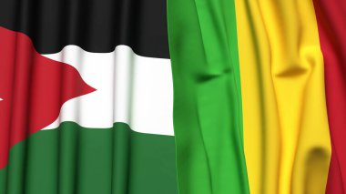 Gerçekçi kumaş desenli JORDAN ve MALI bayrakları