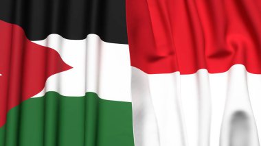 Gerçekçi kumaşlı JORDAN ve Monako bayrakları