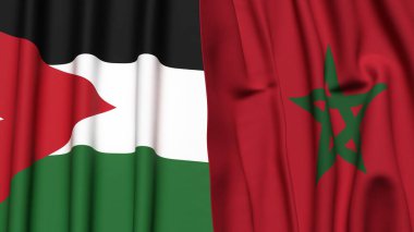 Gerçekçi kumaş dokusuna sahip JORDAN ve MoroCCO bayrakları