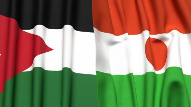 Gerçekçi kumaşlı JORDAN ve NIGER bayrakları