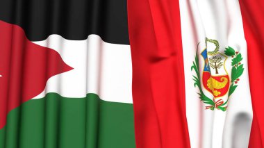 Gerçekçi kumaşlı JORDAN ve Peru bayrakları