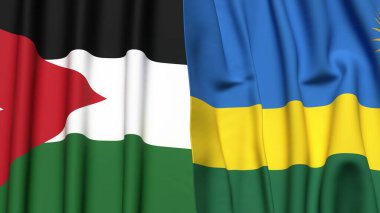 Gerçekçi kumaşlı JORDAN ve Rwanda bayrakları
