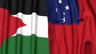 Gerçekçi kumaşlı JORDAN ve SAMOA bayrakları