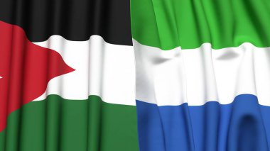 Gerçekçi kumaş dokusuna sahip JORDAN ve SIERRA LEONE bayrakları