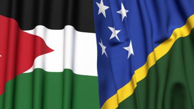 JORDAN Bayrakları ve SOLOMON Adaları Gerçekçi kumaş dokusuyla