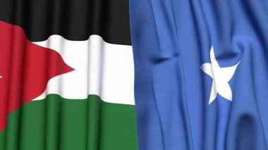 Gerçekçi kumaş dokusuna sahip JORDAN ve SOMALYA bayrakları