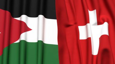 Gerçekçi kumaş dokusuna sahip JORDAN ve SWitness ZERLAND bayrakları