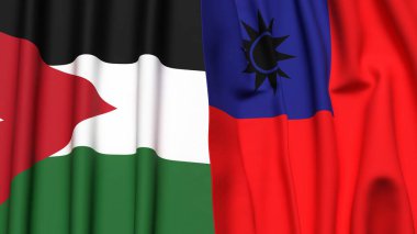 Gerçekçi kumaşlı JORDAN ve Tayvan bayrakları
