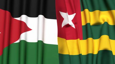 Gerçekçi kumaşlı JORDAN ve TOGO bayrakları