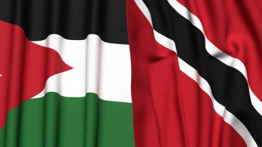 Gerçekçi kumaş dokusuna sahip JORDAN ve TRINIDAD bayrakları