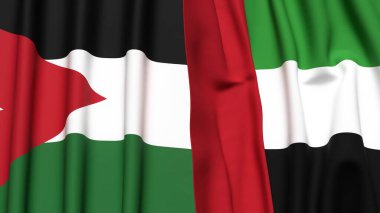 Gerçekçi kumaş desenli JORDAN ve BAE bayrakları