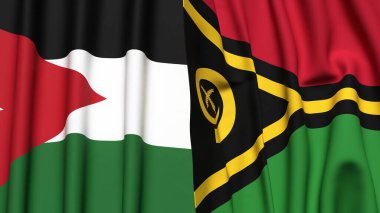 Gerçekçi kumaş dokusuna sahip JORDAN ve VANUATU bayrakları