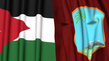 Gerçekçi kumaşlı JORDAN ve Batı Hint Adaları bayrakları