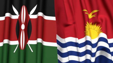 KENYA ve KIRIBATI bayrakları gerçekçi kumaş dokusuyla