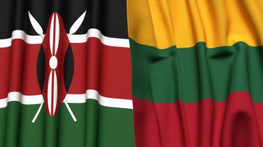 KENYA ve LITHUANIA bayrakları gerçekçi kumaş dokusuyla