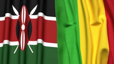 KENYA ve MALI bayrakları gerçekçi kumaş dokusuyla
