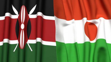 KENYA ve NIGER bayrakları gerçekçi kumaş dokusuyla