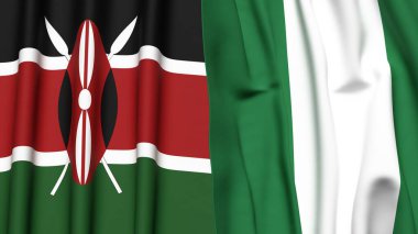 KENYA ve NIGERIA bayrakları gerçekçi kumaş dokusuyla