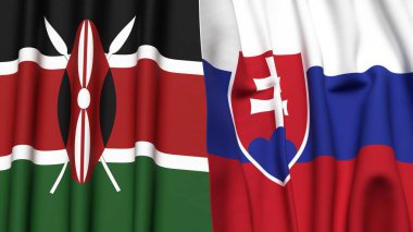 KENYA ve SLOVAKIA bayrakları gerçekçi kumaş dokusuyla