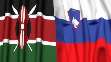 KENYA ve SLOVENIA bayrakları gerçekçi kumaş dokusuna sahip