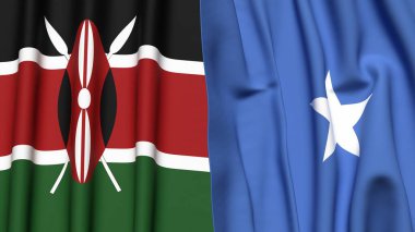 KENYA ve SOMALYA bayrakları gerçekçi kumaş dokusuyla