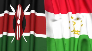 KENYA ve TAJIKISTAN bayrakları gerçekçi kumaş dokusuna sahip