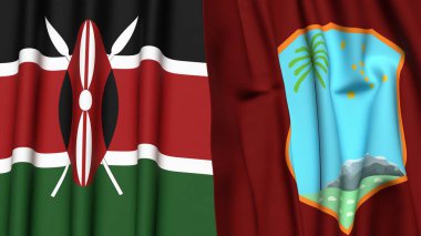 KENYA ve Batı Hint Adaları bayrakları gerçekçi kumaş dokusuyla