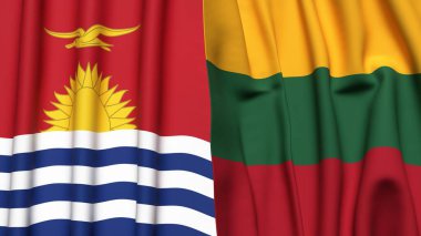KIRIBATI ve LITHUANIA bayrakları gerçekçi kumaş dokusuyla