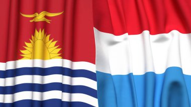 KIRIBATI ve LUXEMBOURG bayrakları gerçekçi kumaş dokusuyla
