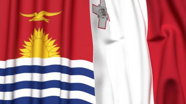KIRIBATI ve MALTA bayrakları gerçekçi kumaş dokusuyla