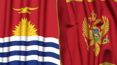 KIRIBATI ve MonteneGRO bayrakları gerçekçi kumaş dokusuyla