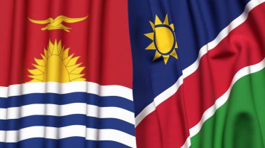 KIRIBATI ve NAMIBIA bayrakları gerçekçi kumaş dokusuyla