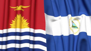 KIRIBATI ve NICARAGUA bayrakları gerçekçi kumaş dokusuyla