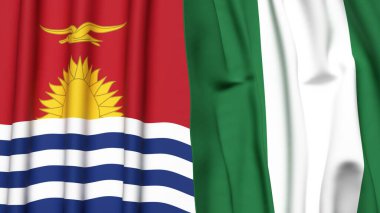 KIRIBATI ve NIGERIA bayrakları gerçekçi kumaş dokusuyla